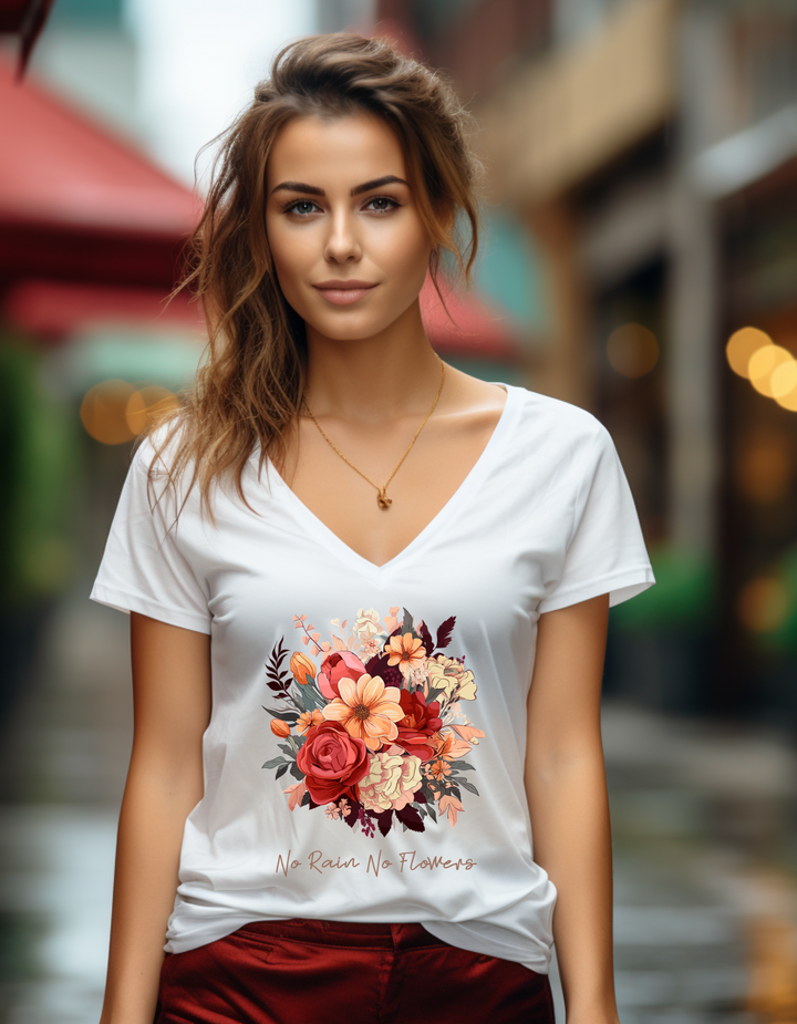 T-Shirt V-Ausschnitt - No Rain